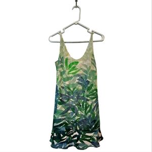 Cabi Castaway Green Palm Leaf Mini Dress XS